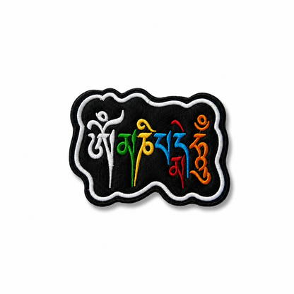 Om Mamah Padmah Biker Embroidery Patch, 4.06*2.95 inches