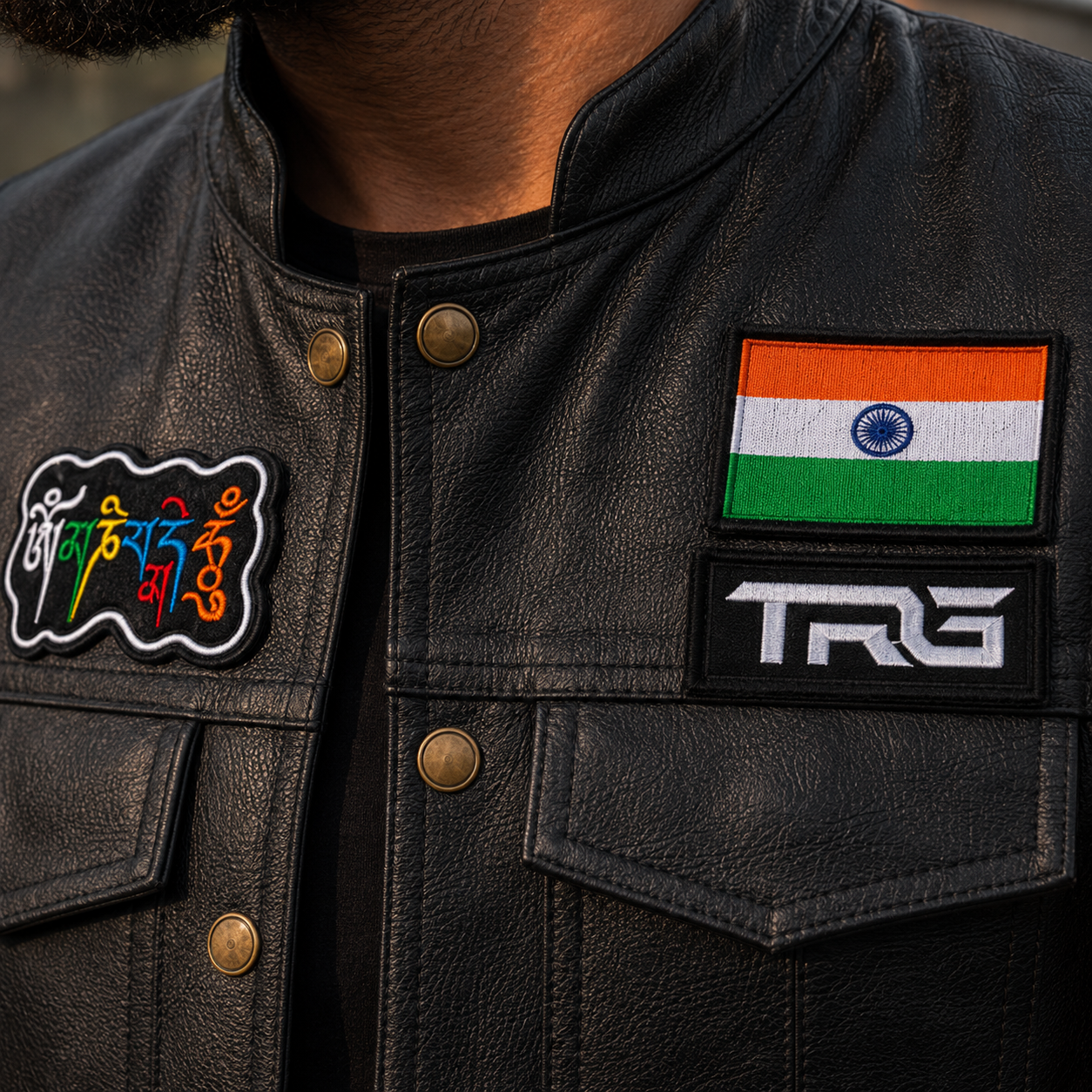 Om Mamah Padmah Biker Embroidery Patch, 4.06*2.95 inches