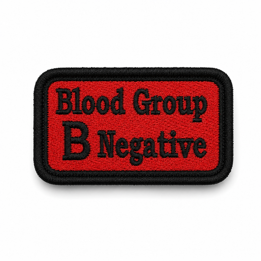 B Negative Blood Group Iron-On / Sew-On Embroidered Patch – 1.5 × 2.75 Inches
