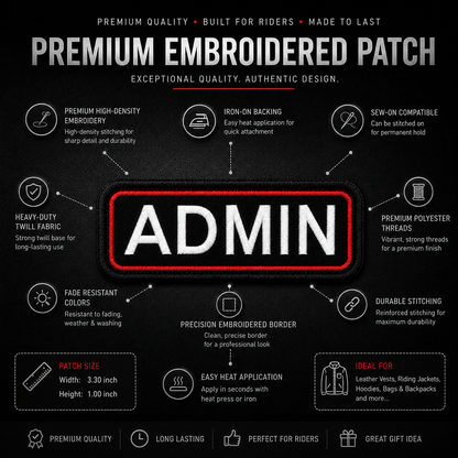 Admin Front Designation Embroidered Patch – Iron On / Sew On