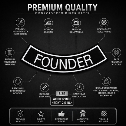Founder Back Designation Premium Embroidered Patch | Iron-On & Sew-On