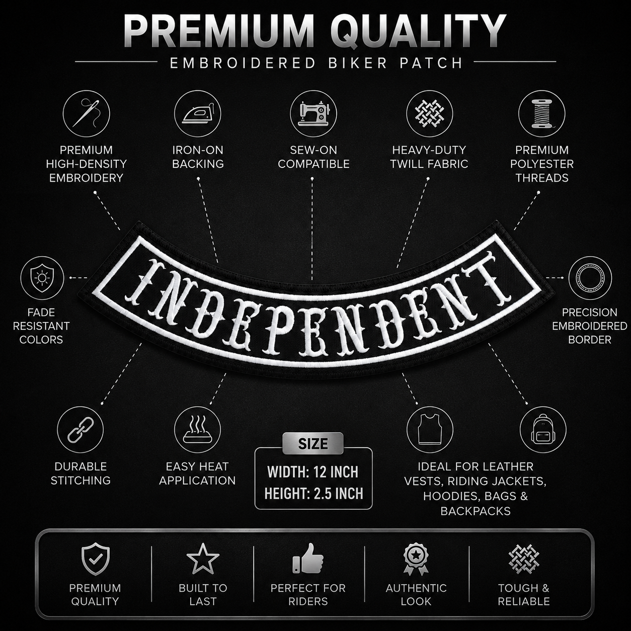 Independent Back Designation Premium Embroidered Patch | Iron-On & Sew-On