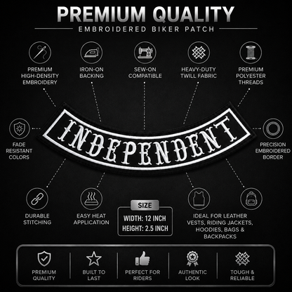 Independent Back Designation Premium Embroidered Patch | Iron-On & Sew-On