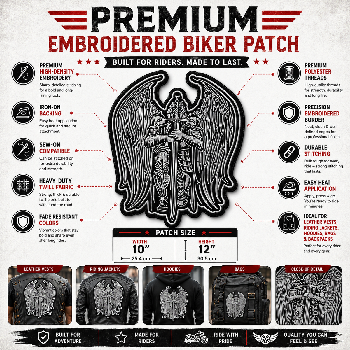 God Father Back Premium Embroidered Patch | Iron-On & Sew-On | 12 × 10 Inches