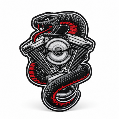 Snake Logo 2 Premium Embroidered Back Patch 9 × 6.5 Inches – Iron On / Sew On