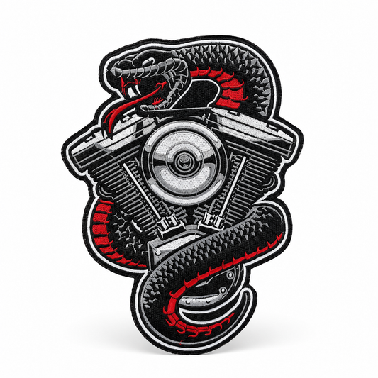 Snake Logo 2 Premium Embroidered Back Patch 9 × 6.5 Inches – Iron On / Sew On