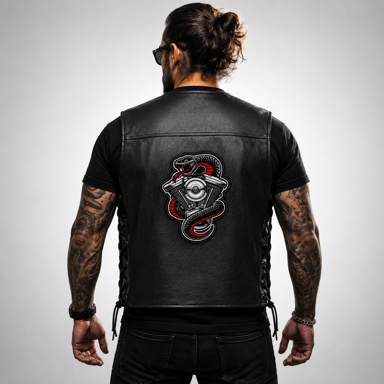Snake Logo 2 Premium Embroidered Back Patch 9 × 6.5 Inches – Iron On / Sew On