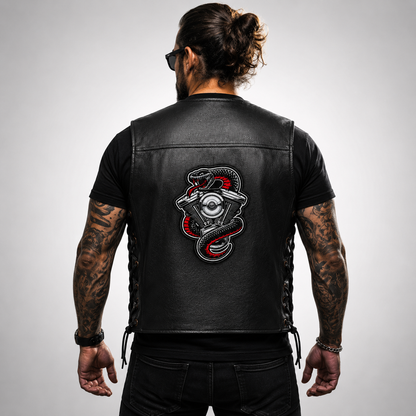 Snake Logo 2 Premium Embroidered Back Patch 9 × 6.5 Inches – Iron On / Sew On