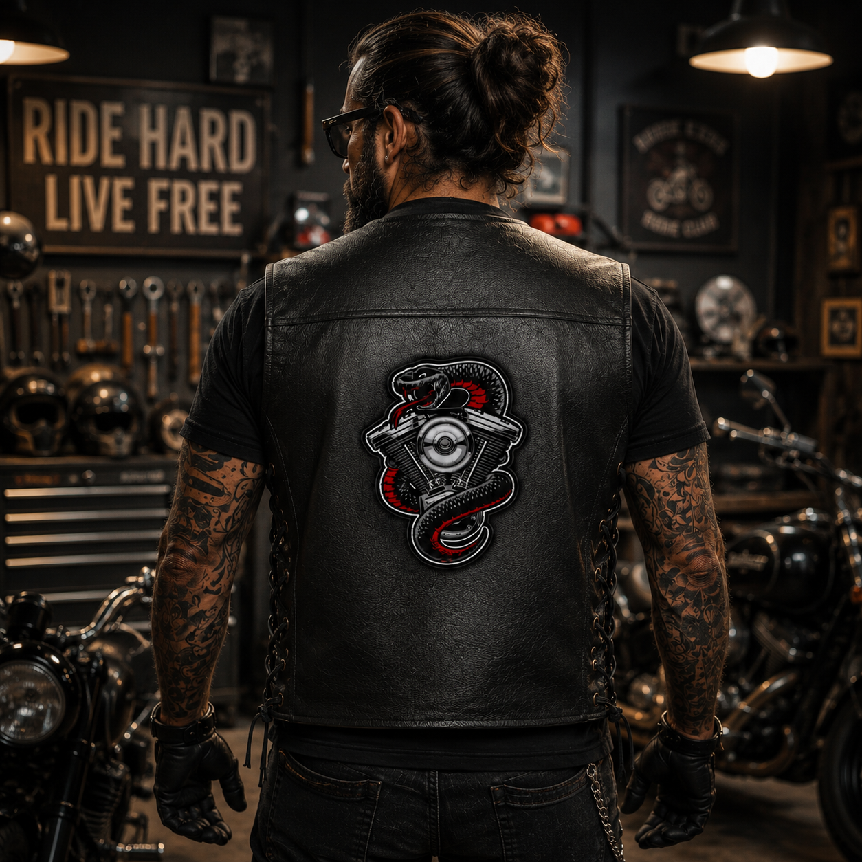 Snake Logo 2 Premium Embroidered Back Patch 9 × 6.5 Inches – Iron On / Sew On
