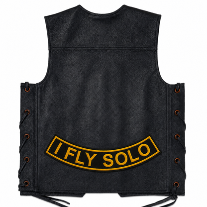I Fly Solo Back Premium Embroidered Biker Patch | Iron-On & Sew-On | 2.5 × 13 Inches