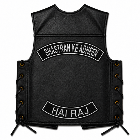Shastran Ke Adheen Back Premium Embroidered Patch | Iron-On & Sew-On | 14 × 2.8 Inches