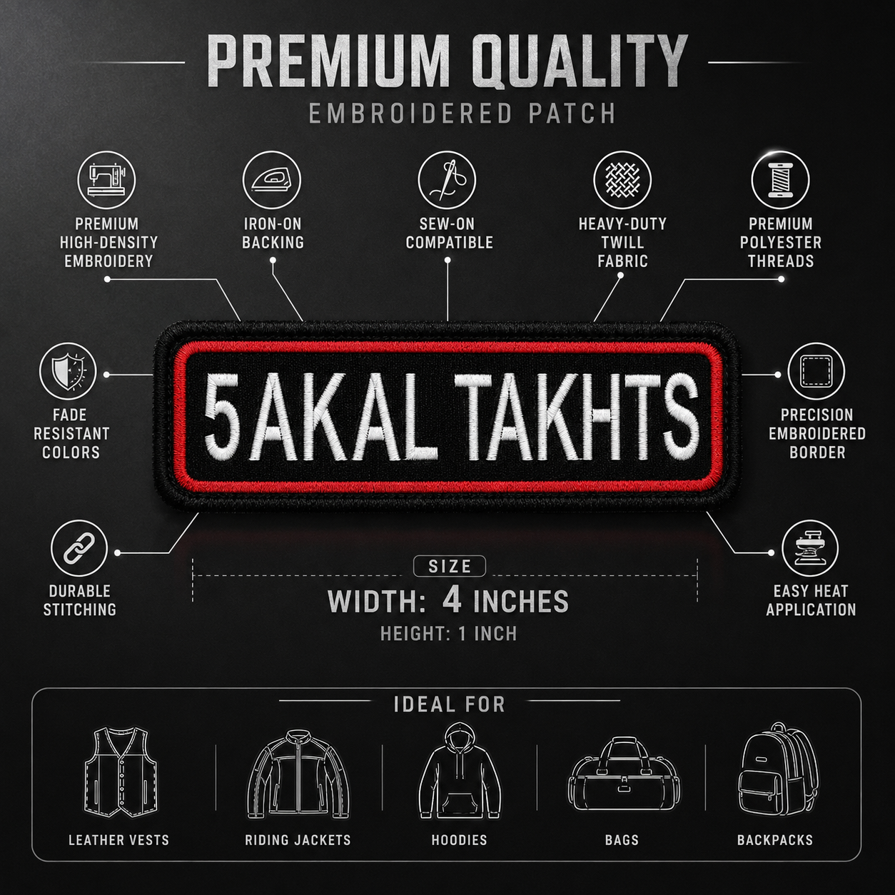5 Akal Takhts Expedition Embroidery Patch – 1 × 4 Inches
