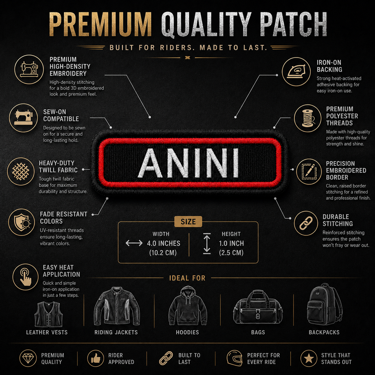 ANINI Expedition Embroidery Patch – 1 × 4 Inches