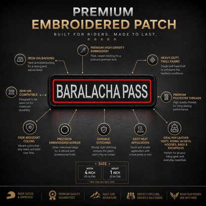 Baralacha Pass Expedition Embroidery Patch – 1 × 4 Inches