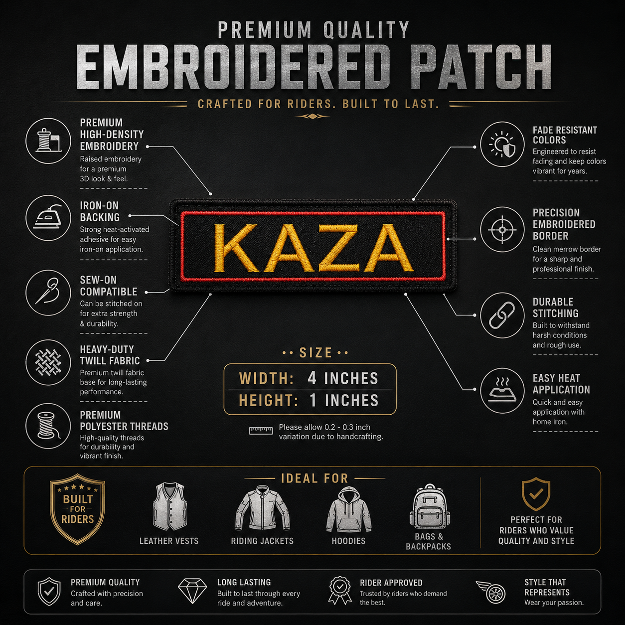 Kaza Expedition Embroidery Patch – 1 × 4 Inches