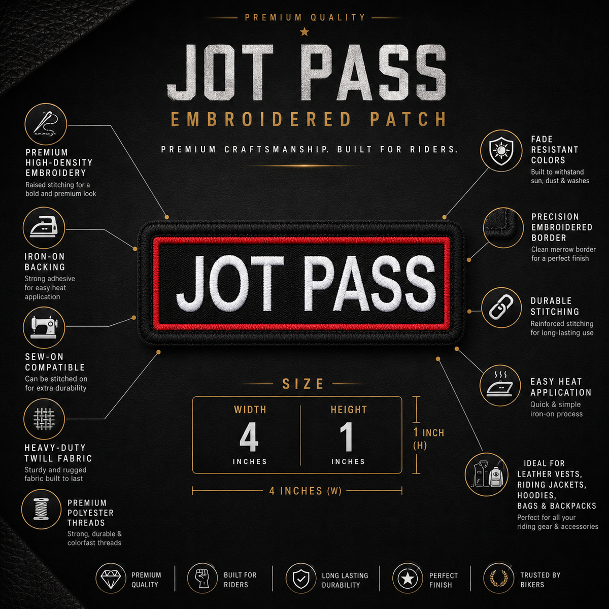 Jot Pass Expedition Embroidery Patch – 1 × 4 Inches