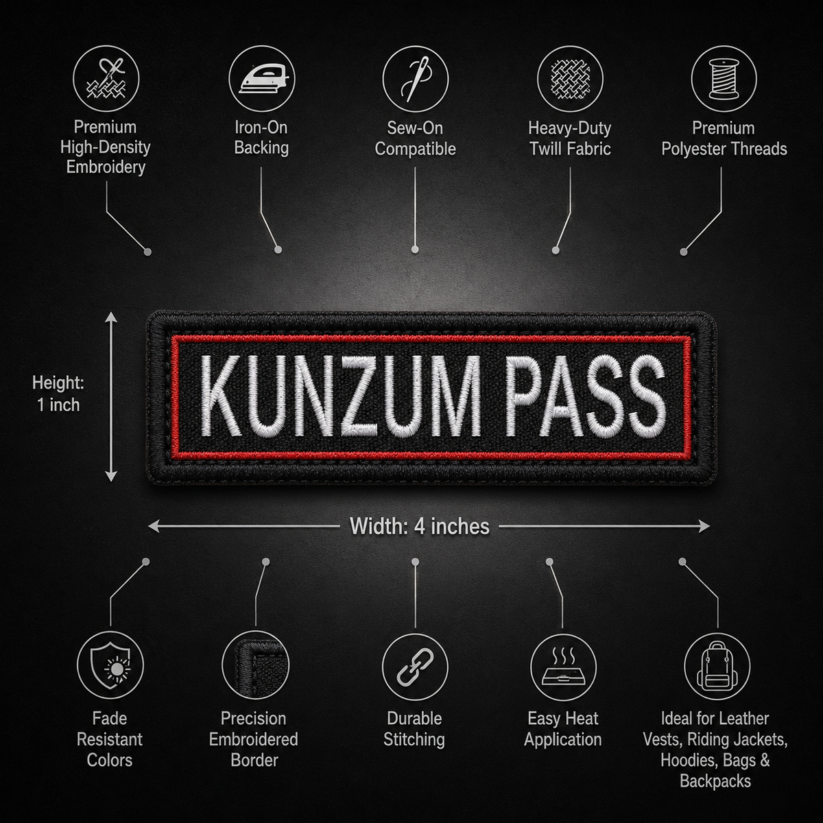 Kunzum Pass Expedition Embroidery Patch – 1 × 4 Inches
