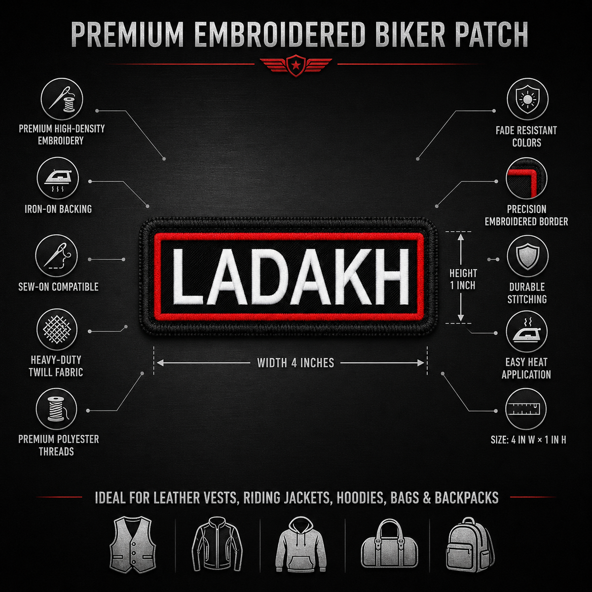 Ladakh Expedition Embroidery Patch – 1 × 4 Inches
