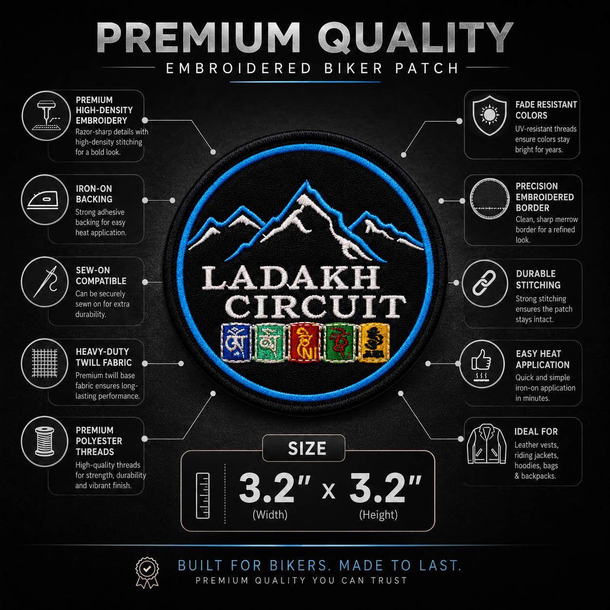 Ladakh Circuit Expedition Embroidery Patch – 3 × 3 Inches
