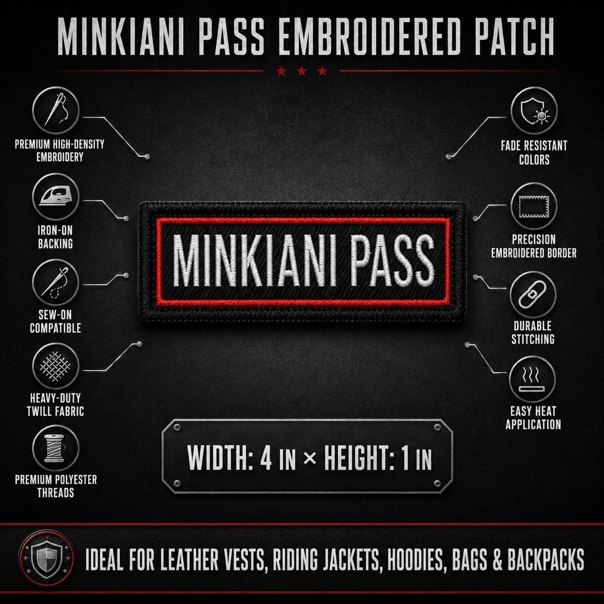 Minkiani Pass Expedition Embroidery Patch – 1 × 4 Inches