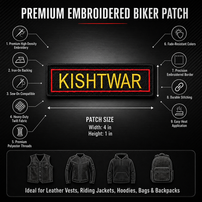 Kishtwar Expedition Embroidery Patch – 1 × 4 Inches