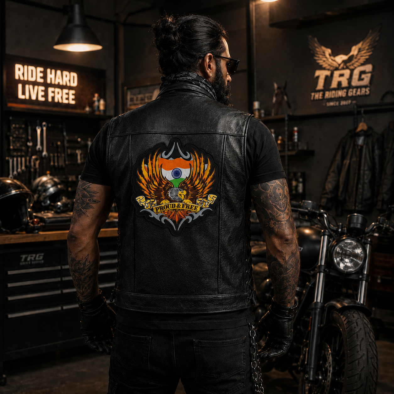 Proud & Free Back Premium Embroidered Biker Patch | Iron-On & Sew-On | 11 × 9.5 Inches