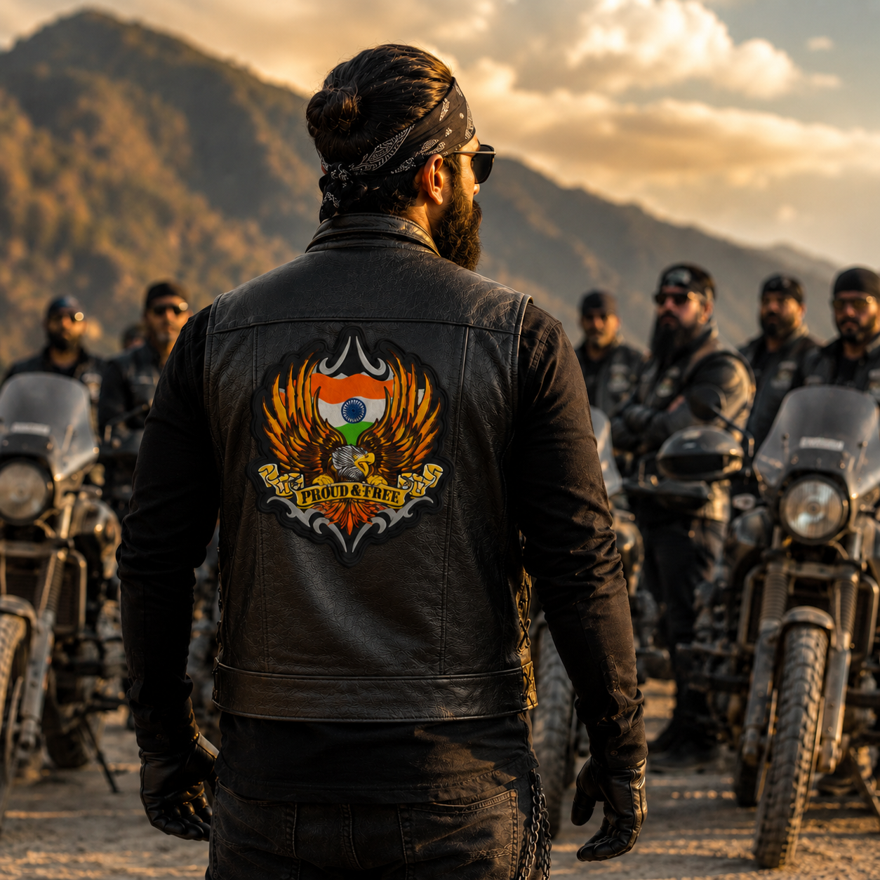 Proud & Free Back Premium Embroidered Biker Patch | Iron-On & Sew-On | 11 × 9.5 Inches