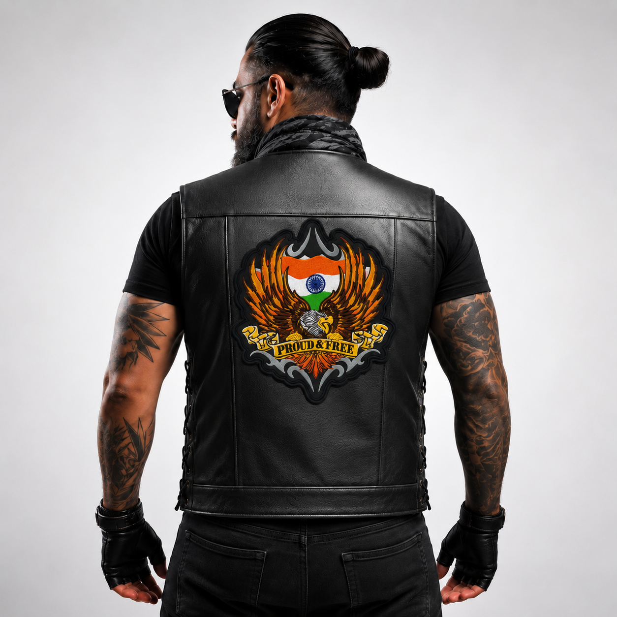 Proud & Free Back Premium Embroidered Biker Patch | Iron-On & Sew-On | 11 × 9.5 Inches