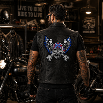 Skul With Wings Pack Patch Embroidered 10*8 inches