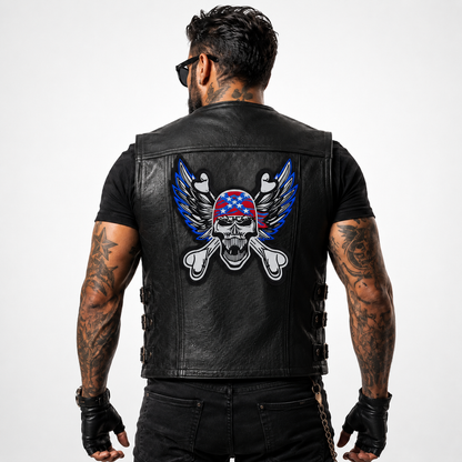 Skul With Wings Pack Patch Embroidered 10*8 inches