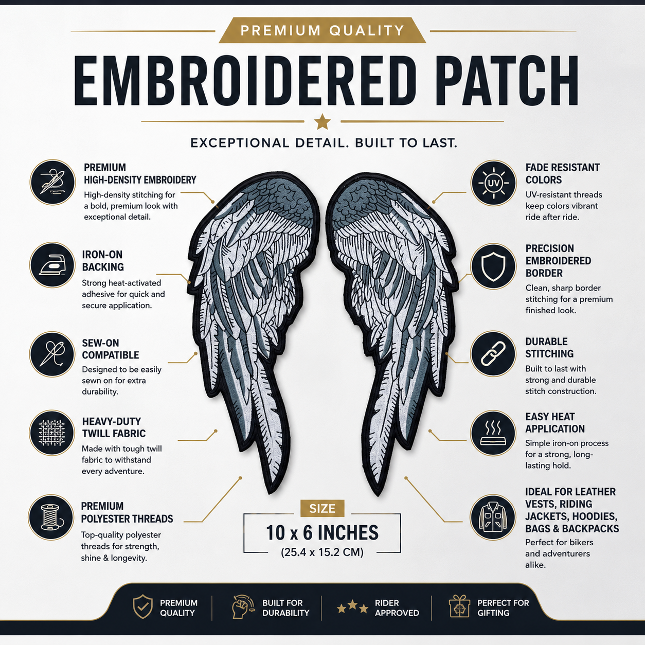 Wings Back Patch Embroidered 10*6 inches