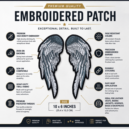 Wings Back Patch Embroidered 10*6 inches