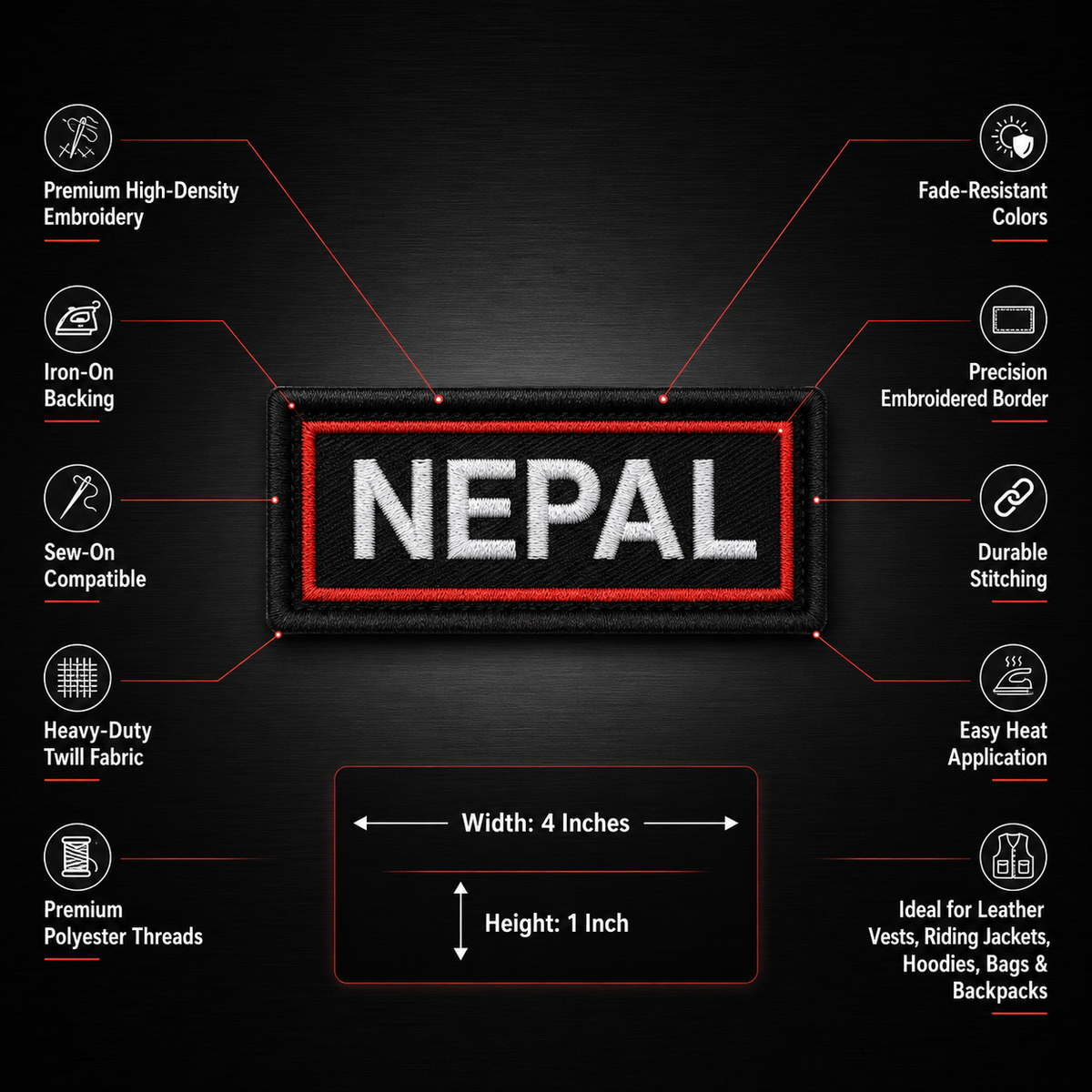 Nepal Expedition Embroidery Patch – 1 × 4 Inches