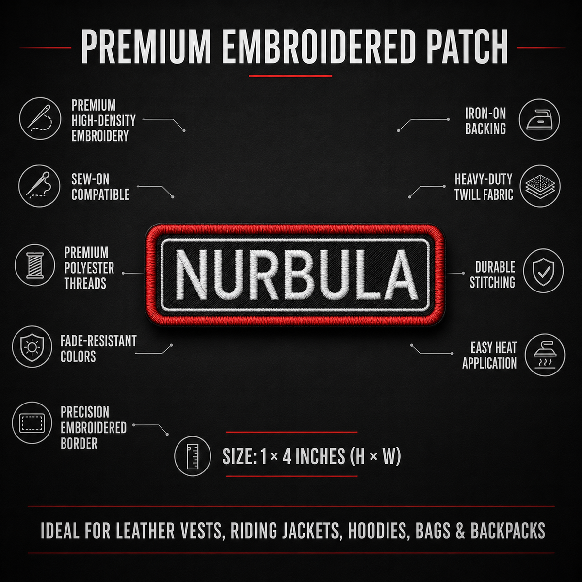 Nurbula Expedition Embroidery Patch – 1 × 4 Inches