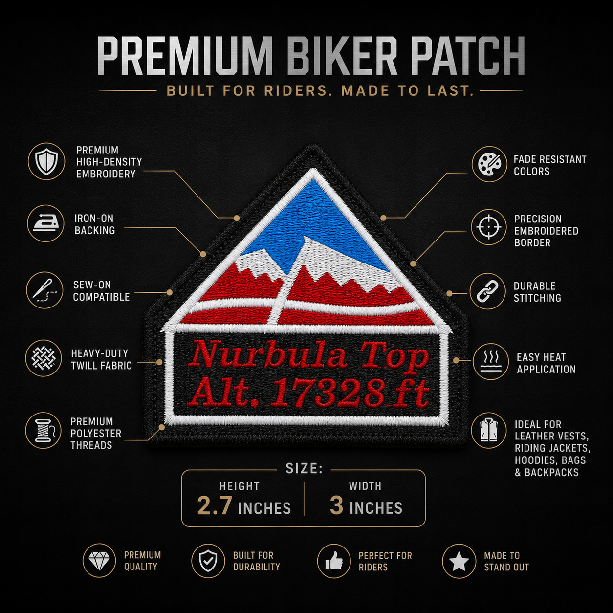 Nurbula Top Alt. 17,328 Ft Expedition Embroidery Patch – 2.7 × 3 Inches