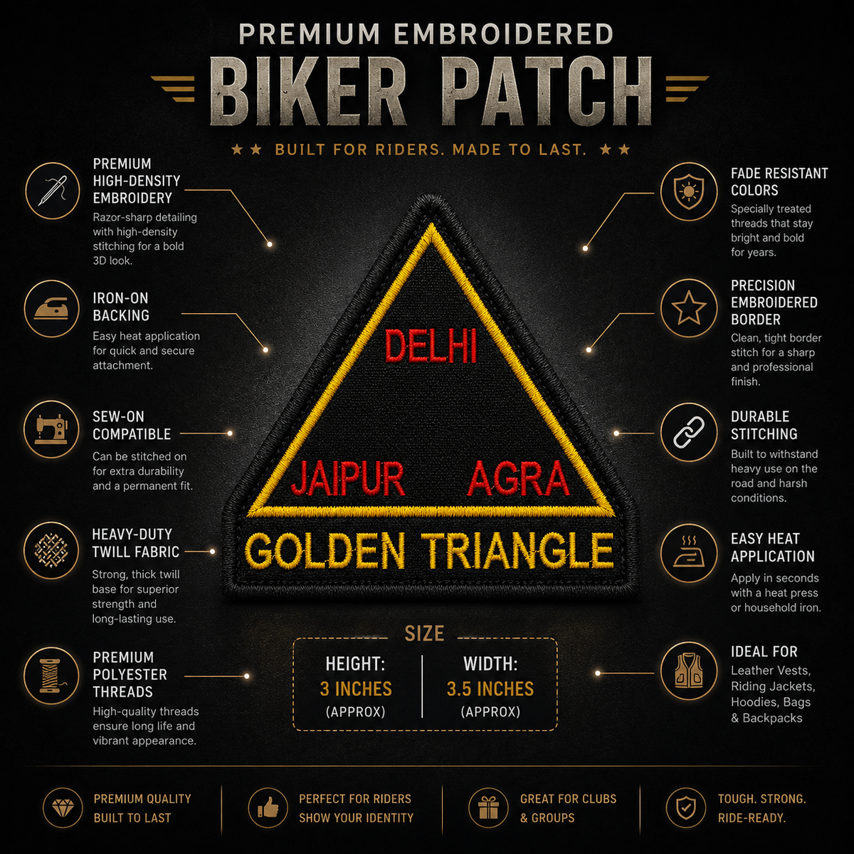 Golden Triangle Expedition Embroidery Patch – 3.5 × 3 Inches