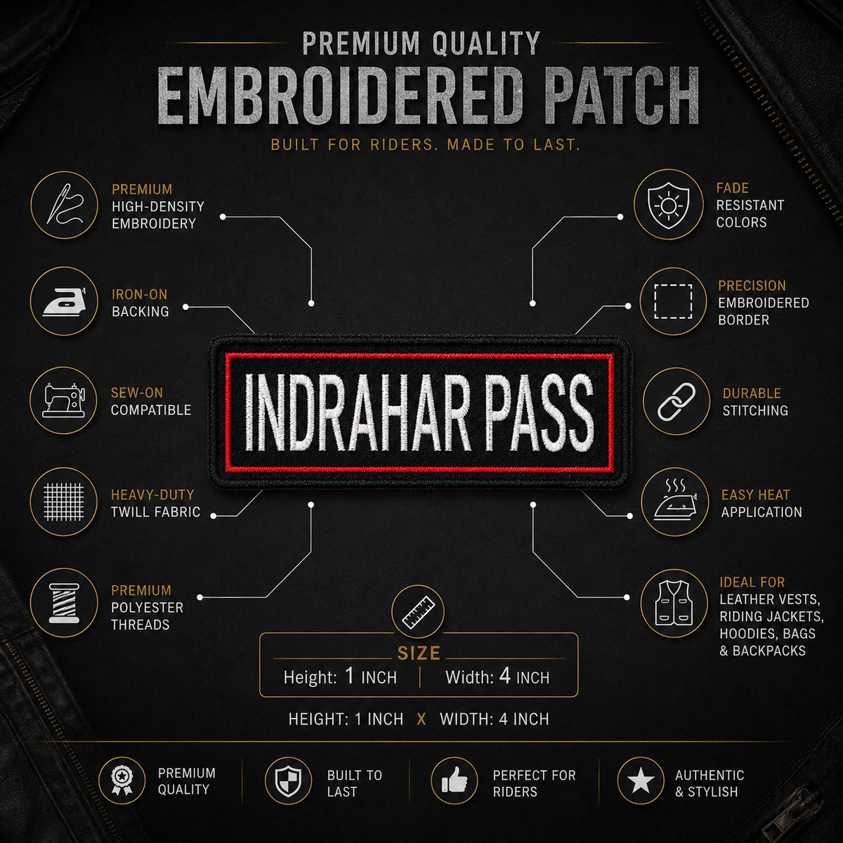 Indrahar Pass Expedition Embroidery Patch – 1 × 4 Inches