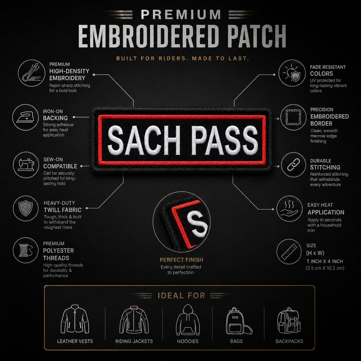 Sach Pass Expedition Embroidery Patch – 1 × 4 Inches