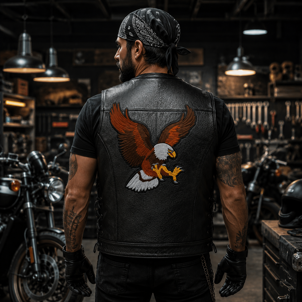 Eagle Back Premium Embroidered Biker Patch | Iron-On & Sew-On | 12.5 × 10.5 Inches