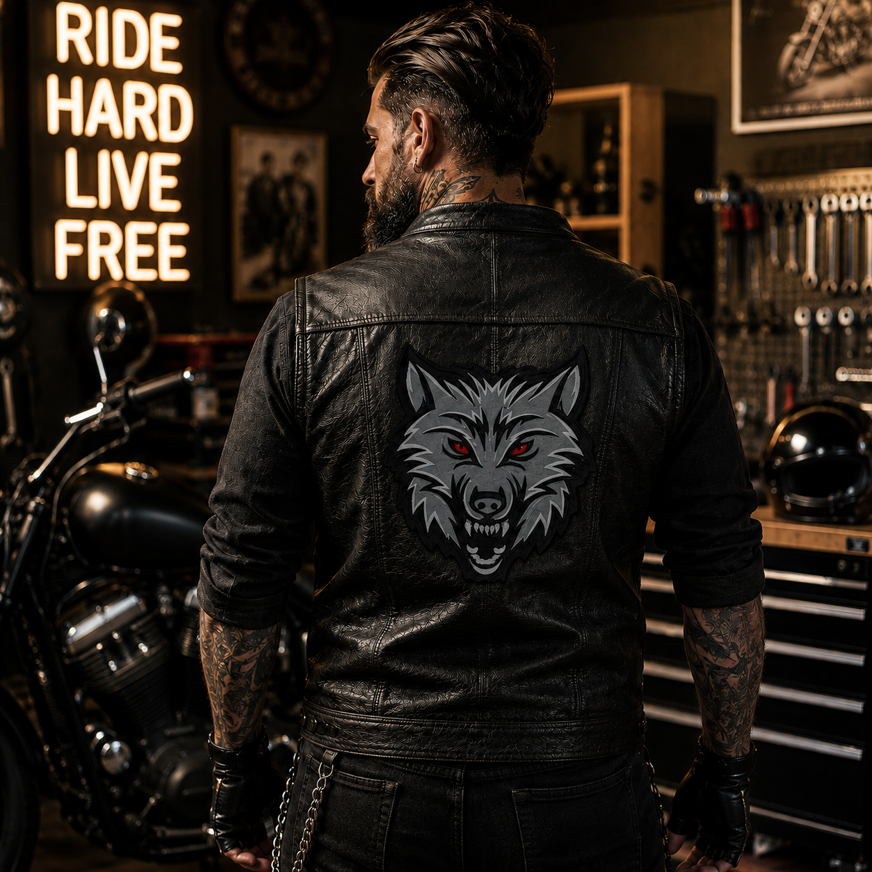 Wolf Logo Back Patch Embroidered 10*6 inches
