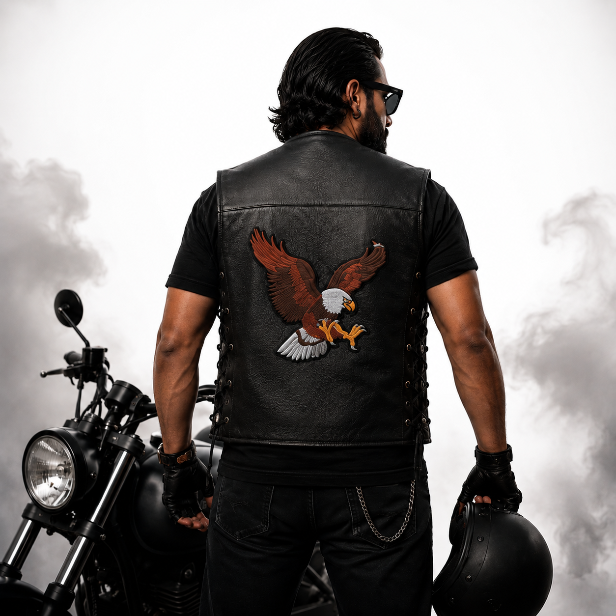 Eagle Back Premium Embroidered Biker Patch | Iron-On & Sew-On | 12.5 × 10.5 Inches