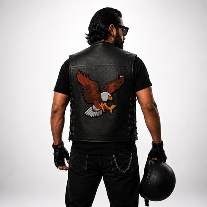Eagle Back Premium Embroidered Biker Patch | Iron-On & Sew-On | 12.5 × 10.5 Inches