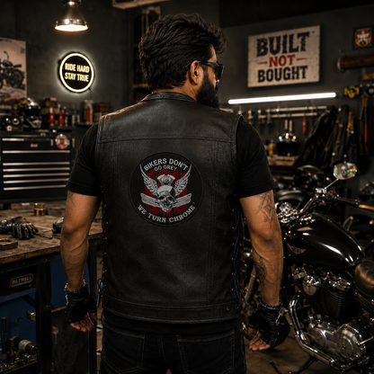 Bikers Don't Go Grey Back Patch 9 Inches
