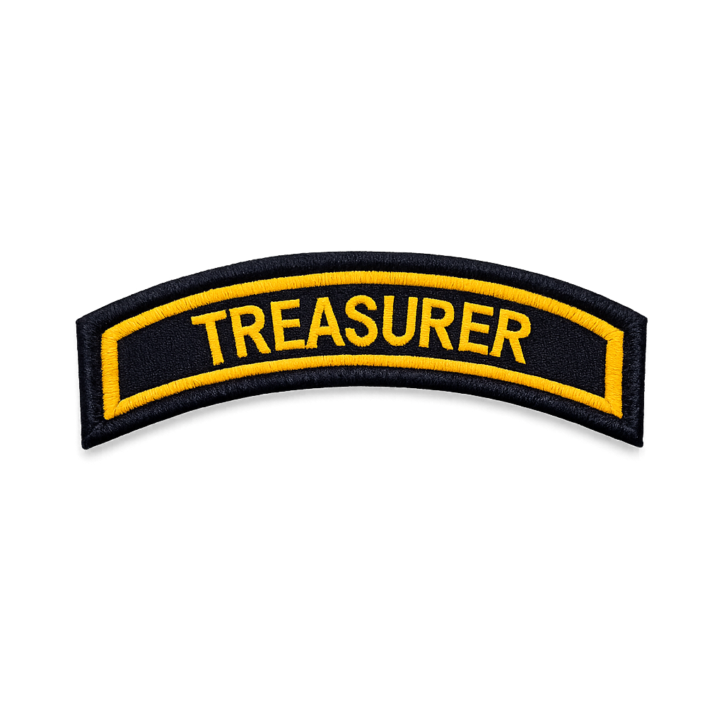 Treasurer Front Embroidery Patch, 4.5*1.7 inches