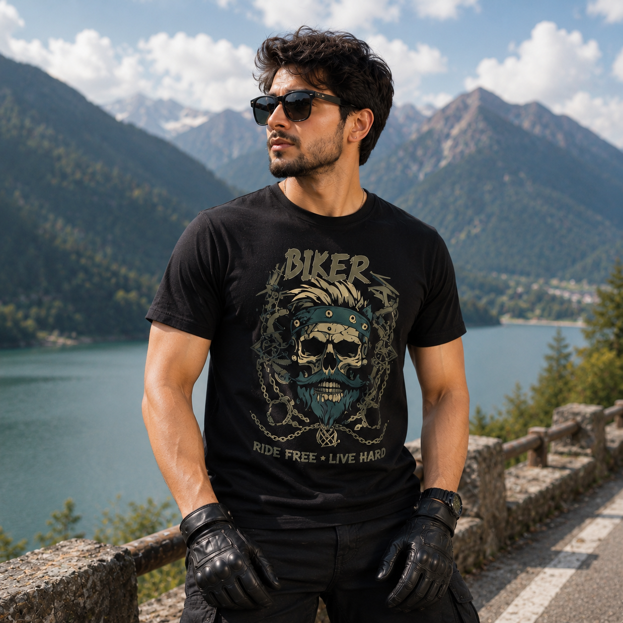 Biker Skull Chain Tshirt