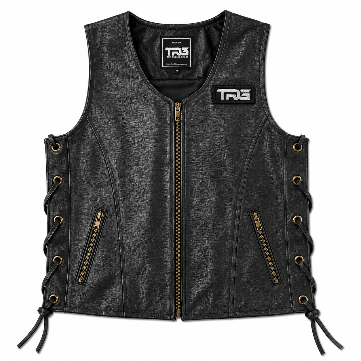 Trg015 Pure Leather Riding Vest Ladies