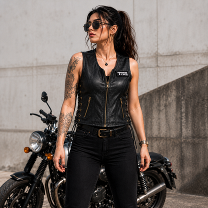Trg015 Pure Leather Riding Vest Ladies
