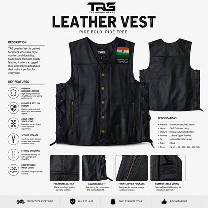 Trg07 Pure Leather Riding vest