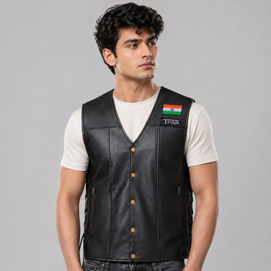 TRG05 Faux Leather Motorcycle Riding Vest – Premium Biker Vest