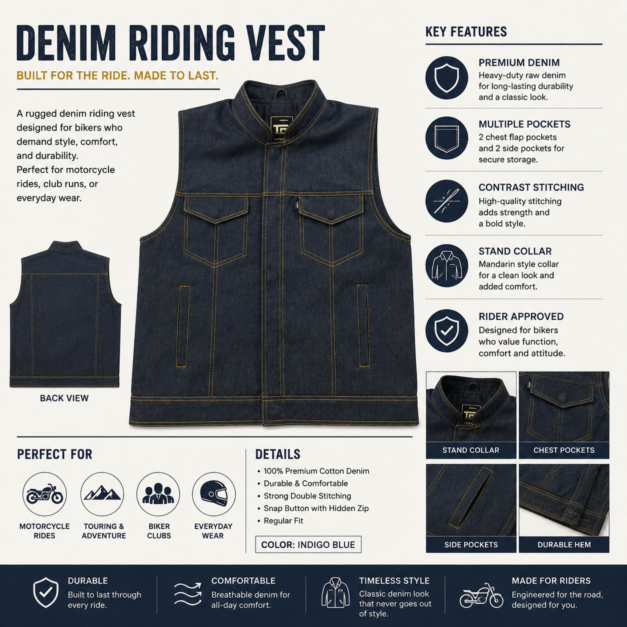 TRG020 Sons of Anarchy Style Denim Vest
